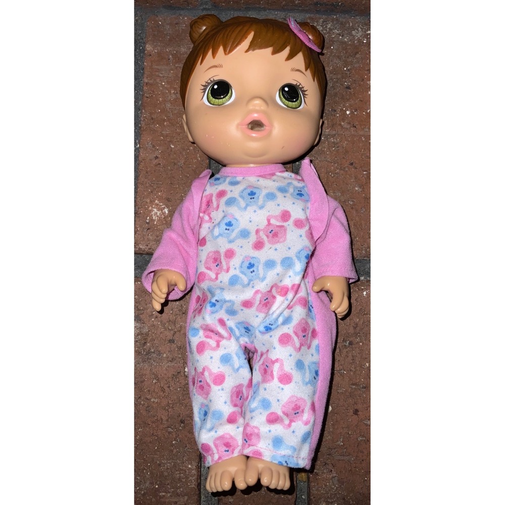 Hasbro Baby Alive 2015 Doll Green Eyes Brown Buns Pink Blues Clues Sleeper 12"